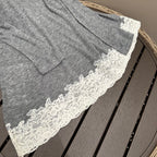 Sheer Lace-Trim Soft Grey Longline Top – Summer Edition