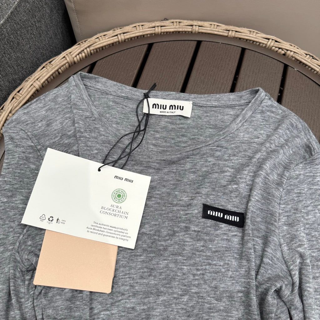 Sheer Lace-Trim Soft Grey Longline Top – Summer Edition