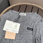 Sheer Lace-Trim Soft Grey Longline Top – Summer Edition