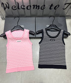 Eyelet Knit Letter Tank Top