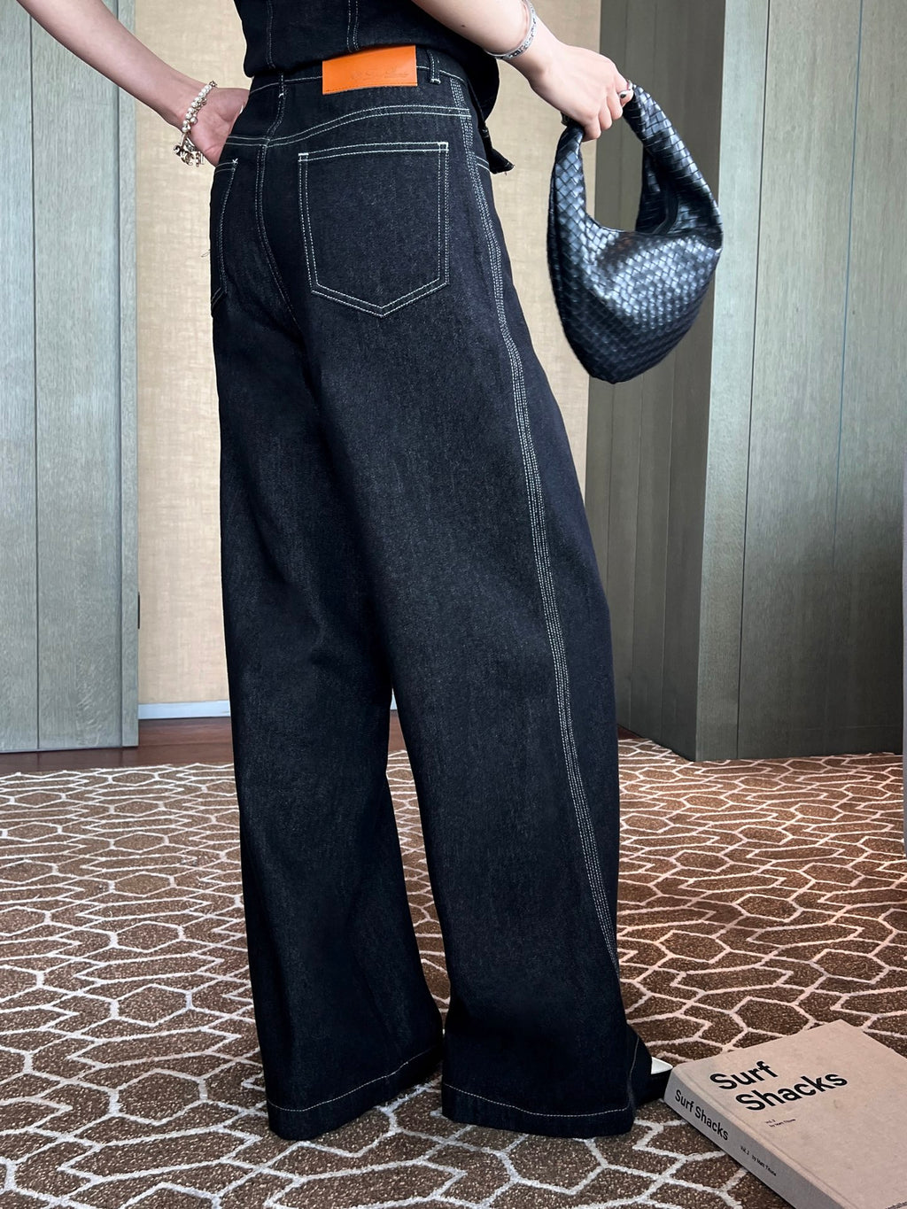 Two-Piece Contrast Stitch Denim Set – Vest & Pants