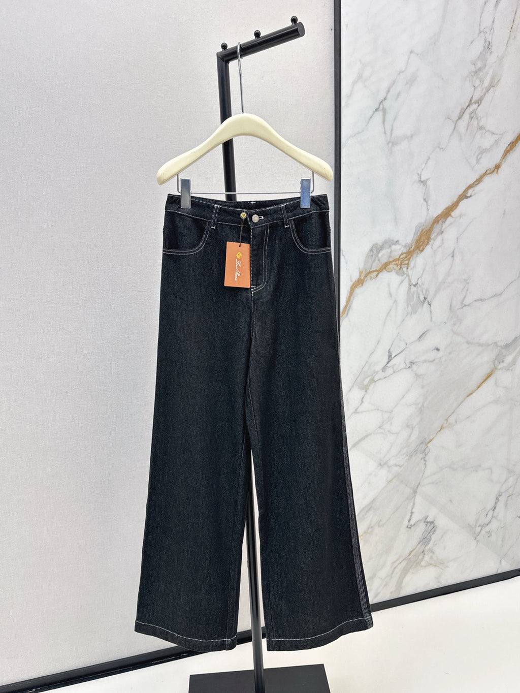 Two-Piece Contrast Stitch Denim Set – Vest & Pants