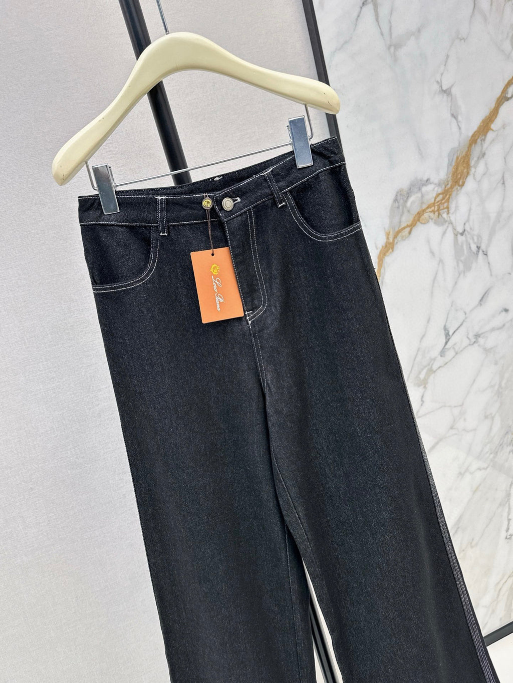 Two-Piece Contrast Stitch Denim Set – Vest & Pants