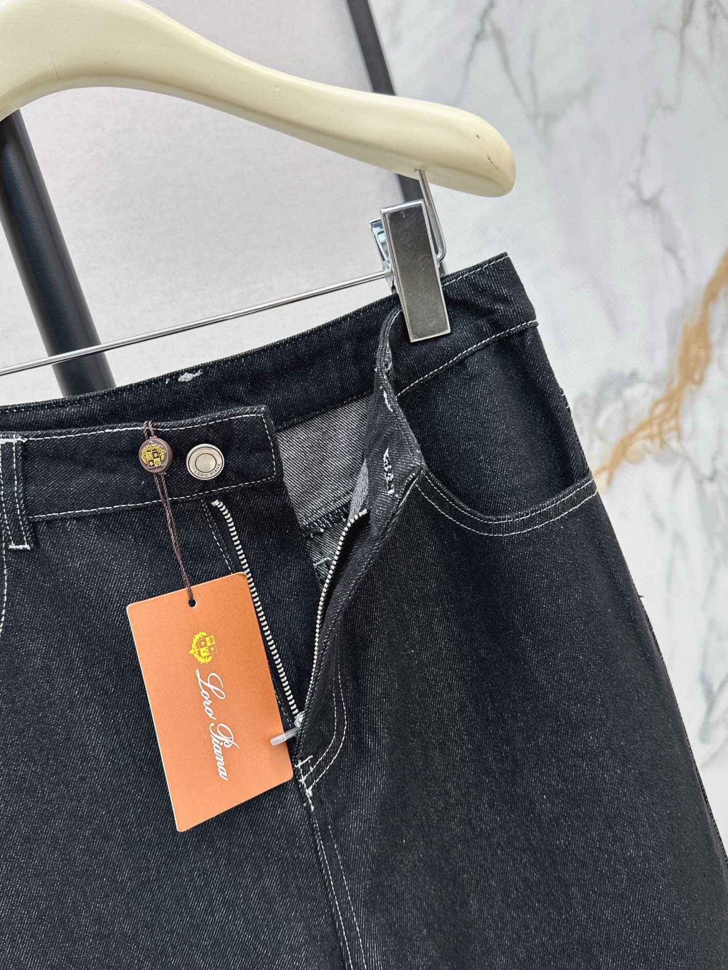 Two-Piece Contrast Stitch Denim Set – Vest & Pants