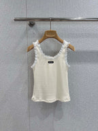 MM Chic ruffle-trim crop tank top