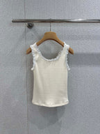 MM Chic ruffle-trim crop tank top