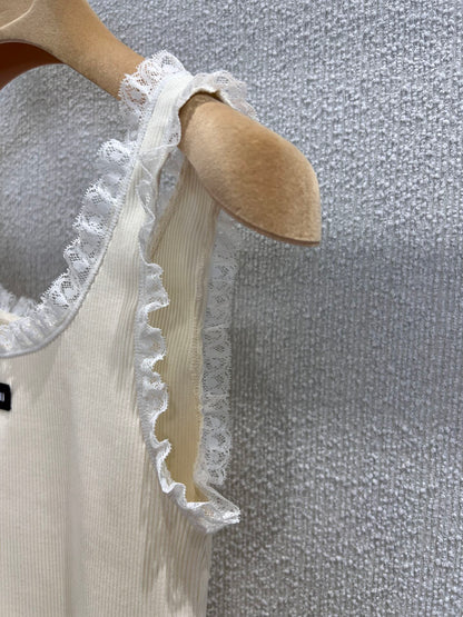 MM Chic ruffle-trim crop tank top