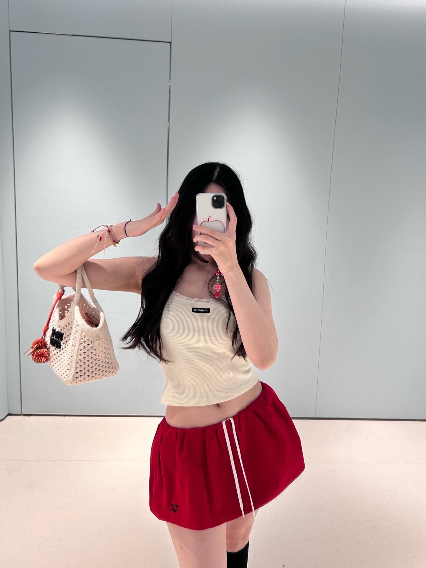 MM Chic ruffle-trim crop tank top