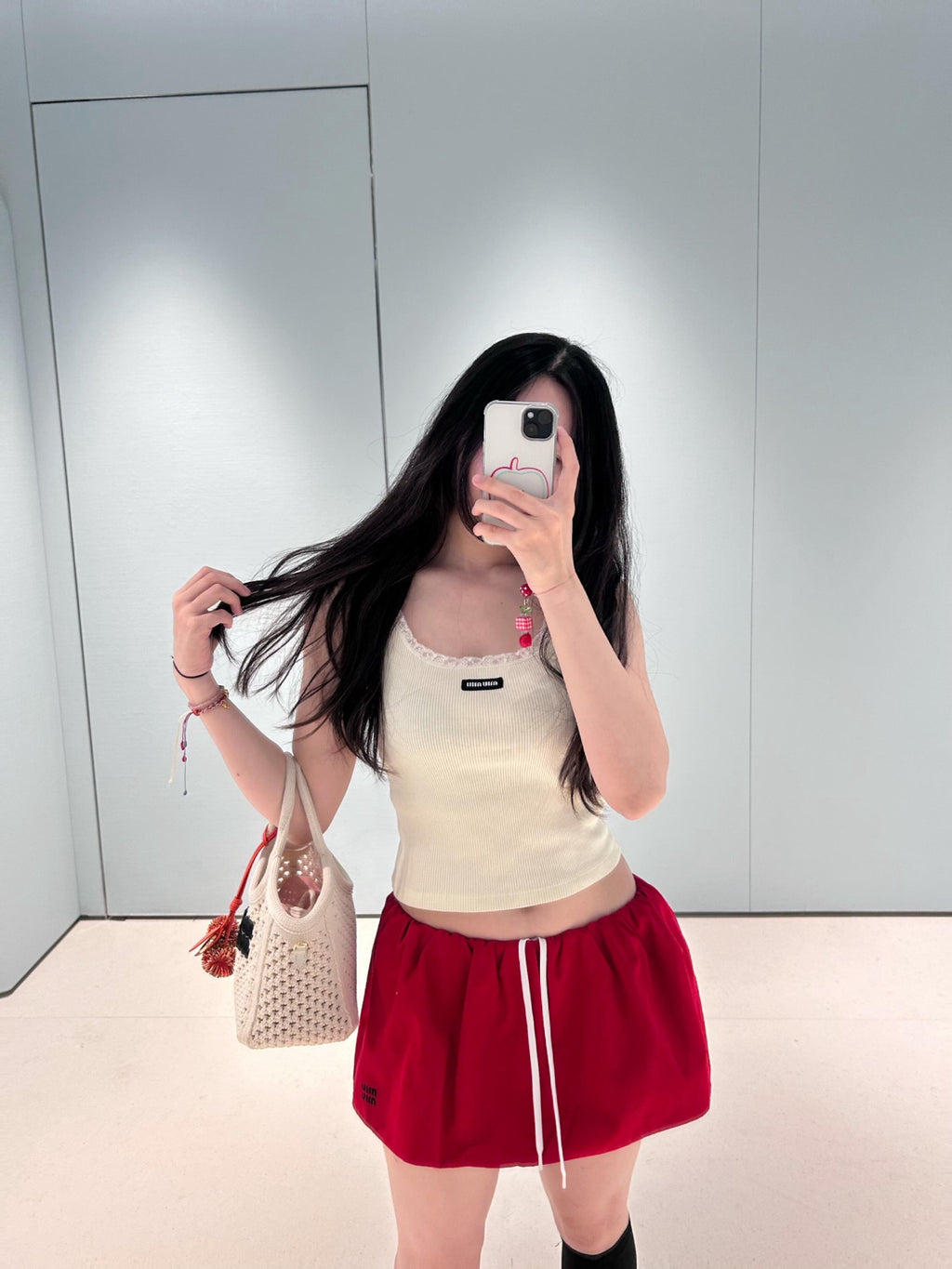 MM Chic ruffle-trim crop tank top