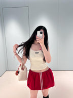 MM Chic ruffle-trim crop tank top