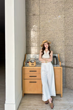 Lace-Embroidered Cropped Trousers