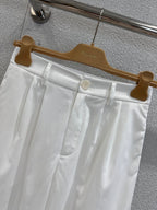 Lace-Embroidered Cropped Trousers