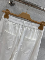 Lace-Embroidered Cropped Trousers