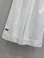 Lace-Embroidered Cropped Trousers