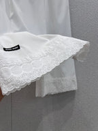 Lace-Embroidered Cropped Trousers