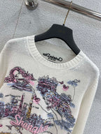 Embroidered Cashmere Knit Sweater  (Premium Quality)