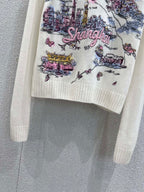 Embroidered Cashmere Knit Sweater  (Premium Quality)