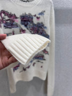 Embroidered Cashmere Knit Sweater  (Premium Quality)
