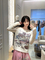 Embroidered Cashmere Knit Sweater  (Premium Quality)