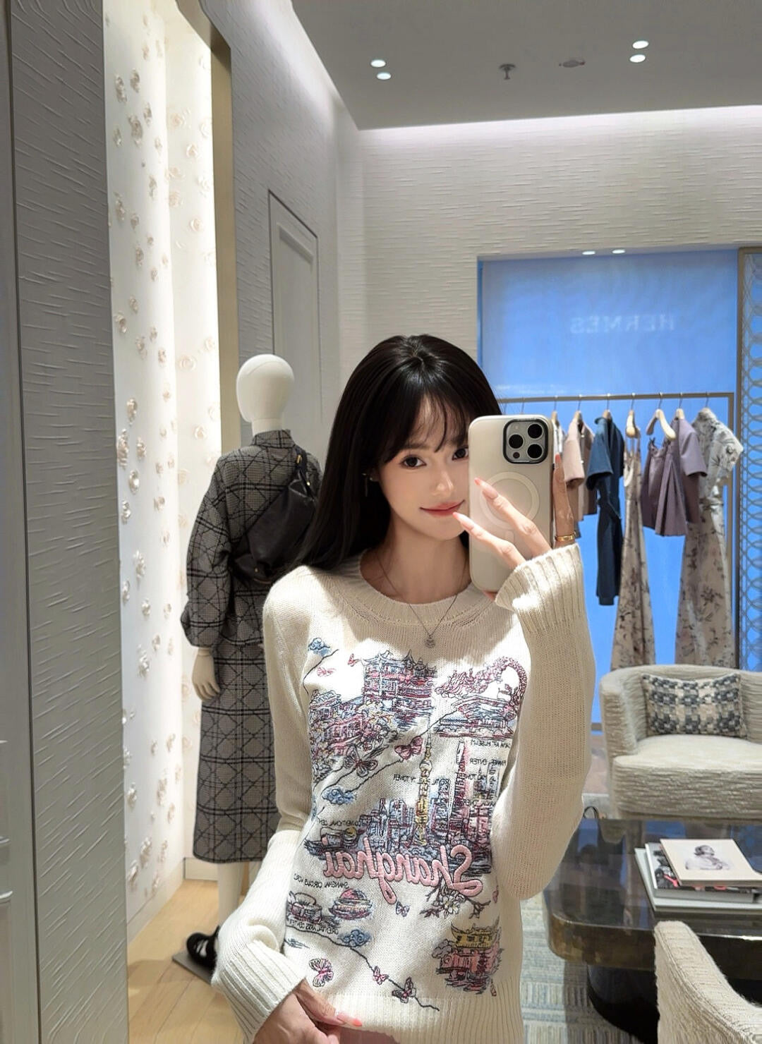 Embroidered Cashmere Knit Sweater  (Premium Quality)