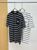 2025 Unisex Striped Knit T-Shirt – Retro College Vibes