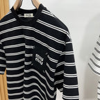 2025 Unisex Striped Knit T-Shirt – Retro College Vibes