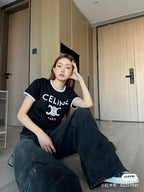 Unisex Contrast Neckline T-Shirt – Velvet Lettering