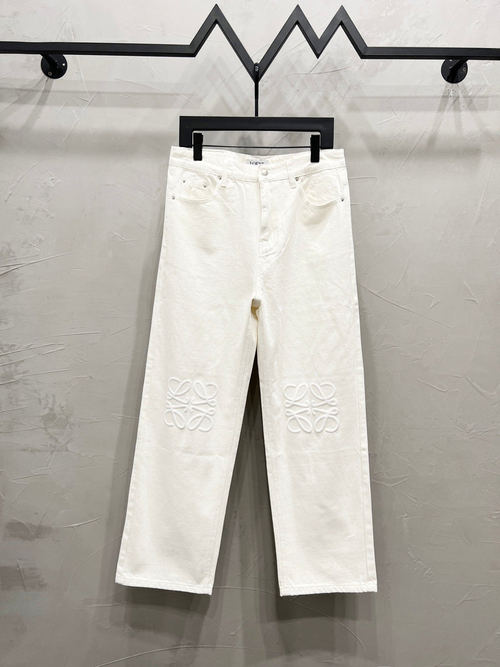 Unisex Printed Zip Straight-Leg Pants – White