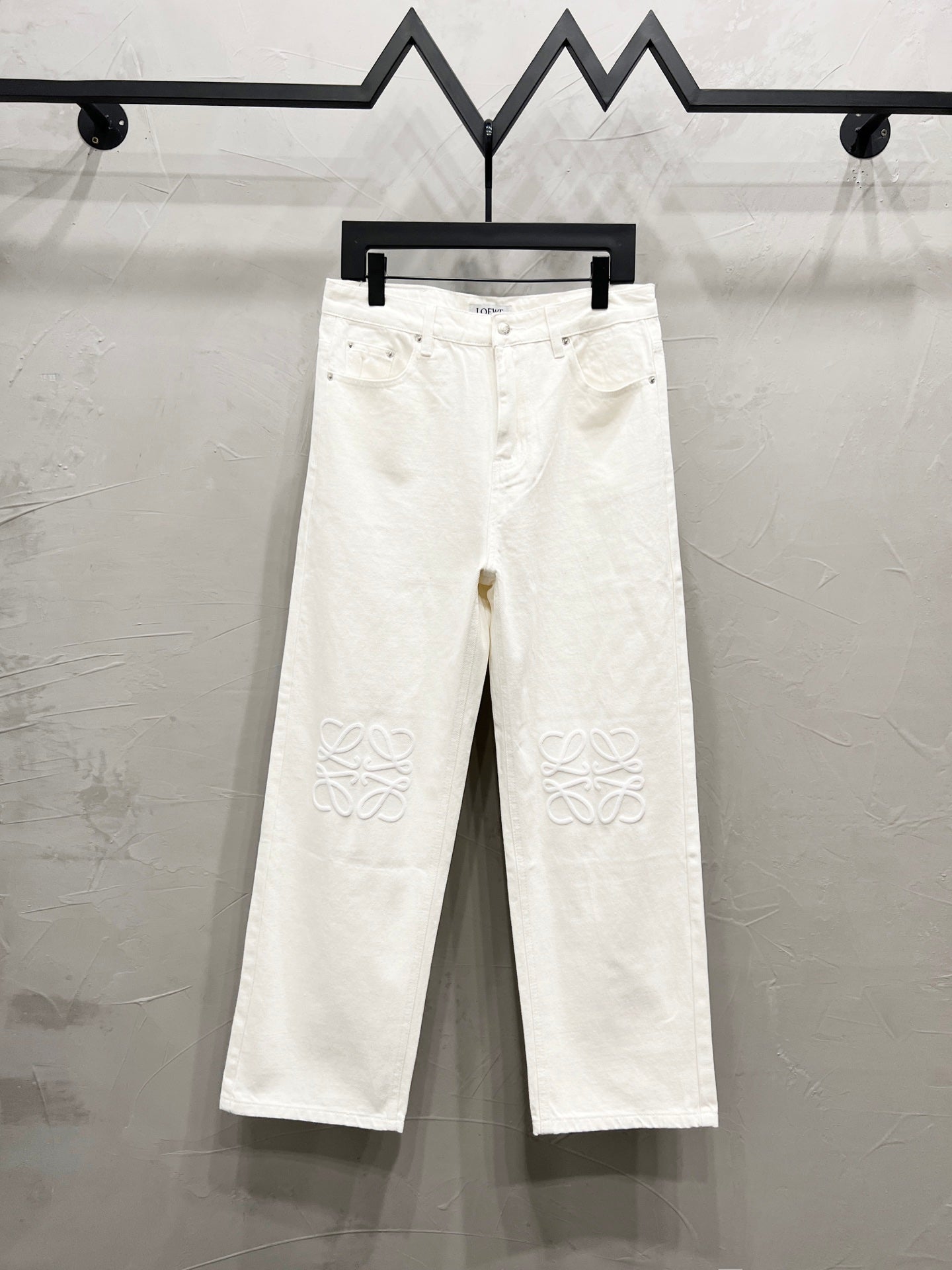 Unisex Printed Zip Straight-Leg Pants – White