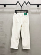 Unisex Printed Zip Straight-Leg Pants – White