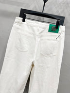 Unisex Printed Zip Straight-Leg Pants – White