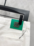 Unisex Printed Zip Straight-Leg Pants – White