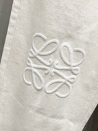 Unisex Printed Zip Straight-Leg Pants – White