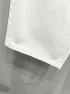 Unisex Printed Zip Straight-Leg Pants – White