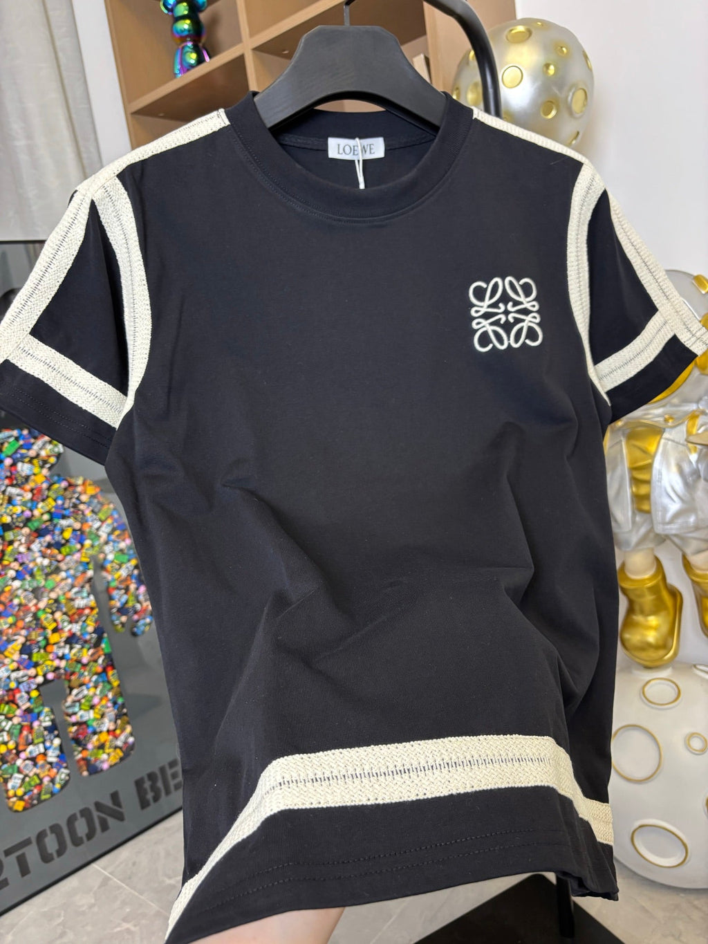 Unisex Embroidered Logo T-Shirt – Woven Trim Detailing