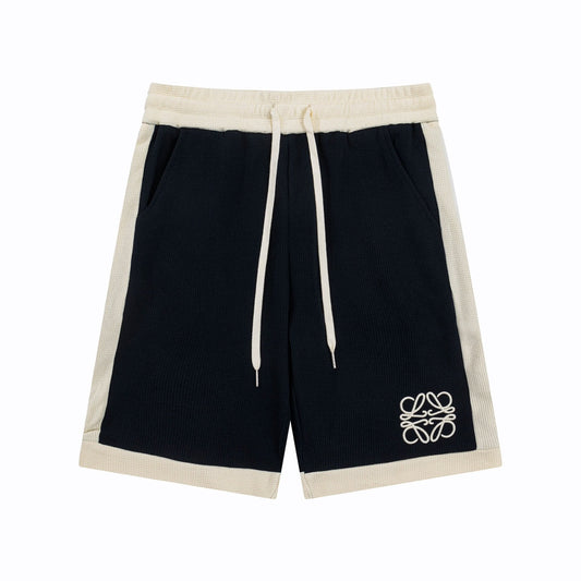Unisex Embroidered Patchwork Waffle Shorts – Premium Textured Fabric