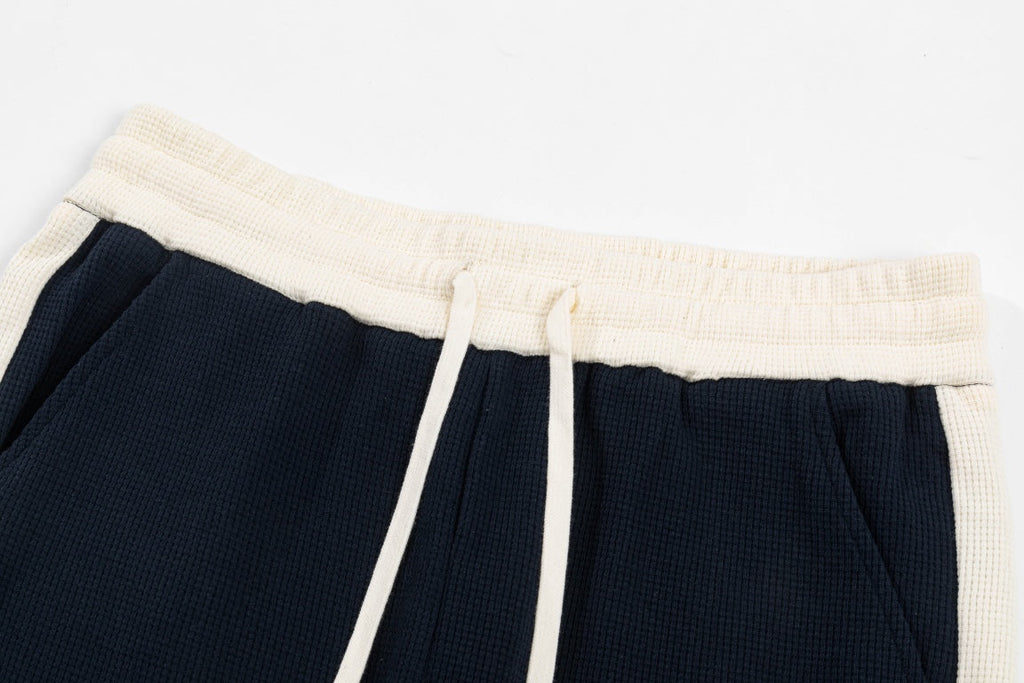 Unisex Embroidered Patchwork Waffle Shorts – Premium Textured Fabric