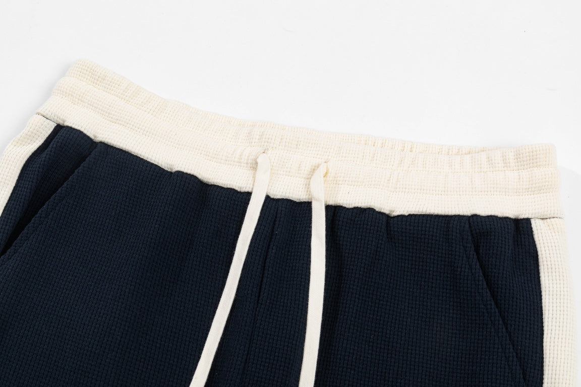 Unisex Embroidered Patchwork Waffle Shorts – Premium Textured Fabric