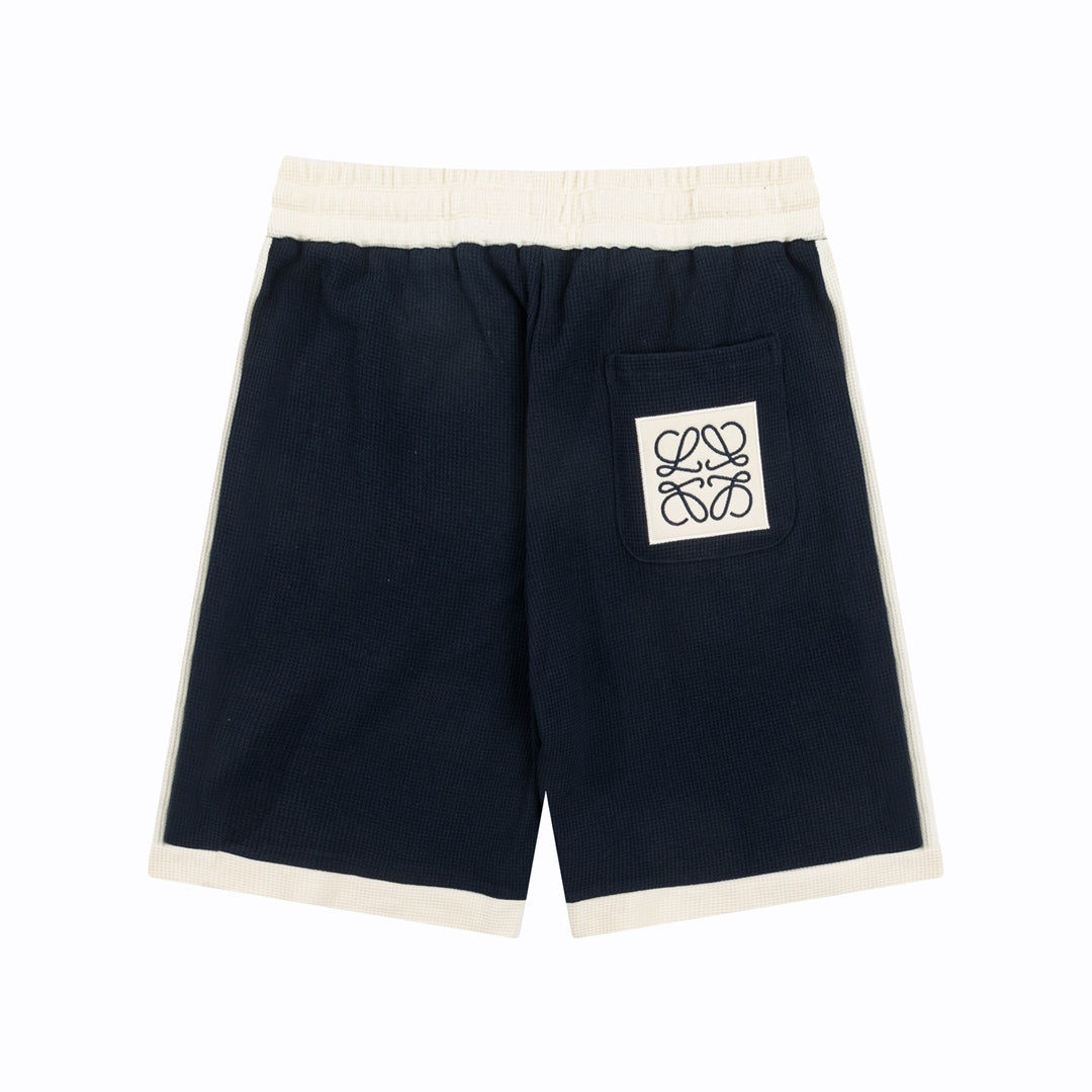 Unisex Embroidered Patchwork Waffle Shorts – Premium Textured Fabric