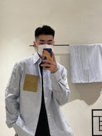 Unisex Striped Shirt with Leather Patch Logo