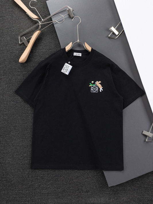 Unisex Embroidered Round-Neck T-Shirt