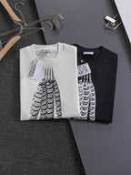 Unisex Feather Print Round-Neck T-Shirt