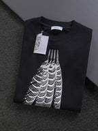 Unisex Feather Print Round-Neck T-Shirt