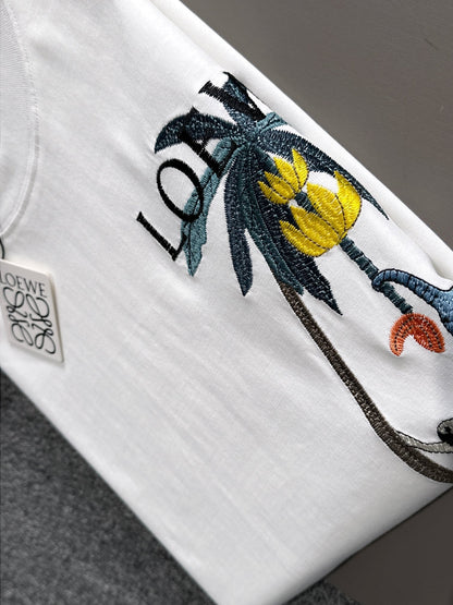 Unisex Embroidered Round-Neck T-Shirt