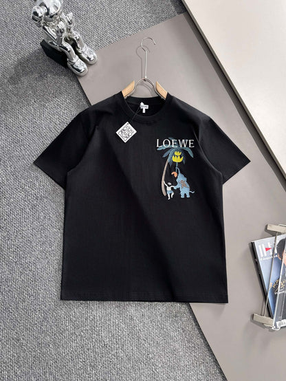 Unisex Embroidered Round-Neck T-Shirt