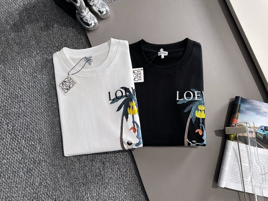 Unisex Embroidered Round-Neck T-Shirt