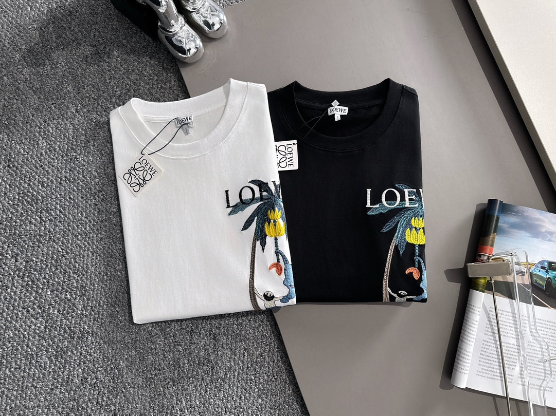 Unisex Embroidered Round-Neck T-Shirt