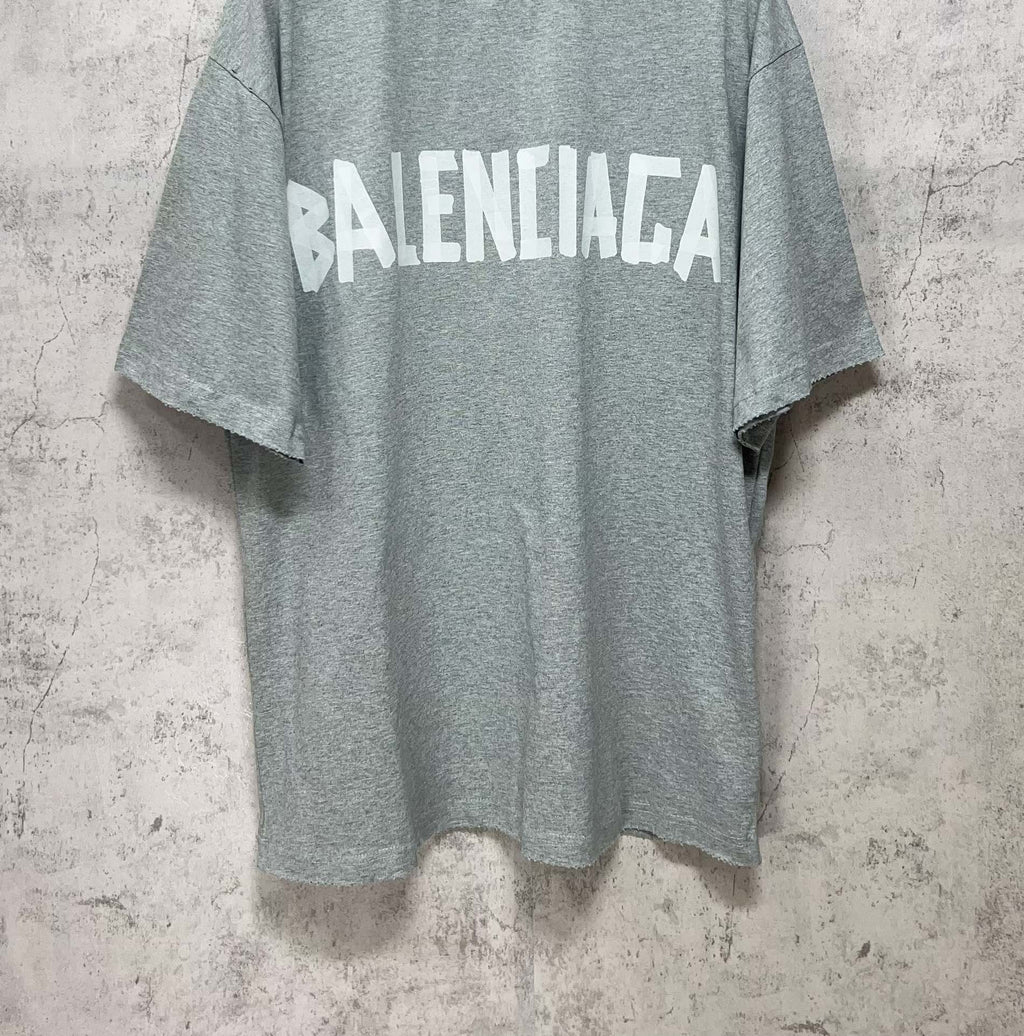 Unisex Distressed Tape-Effect Print T-Shirt – Premium Cotton