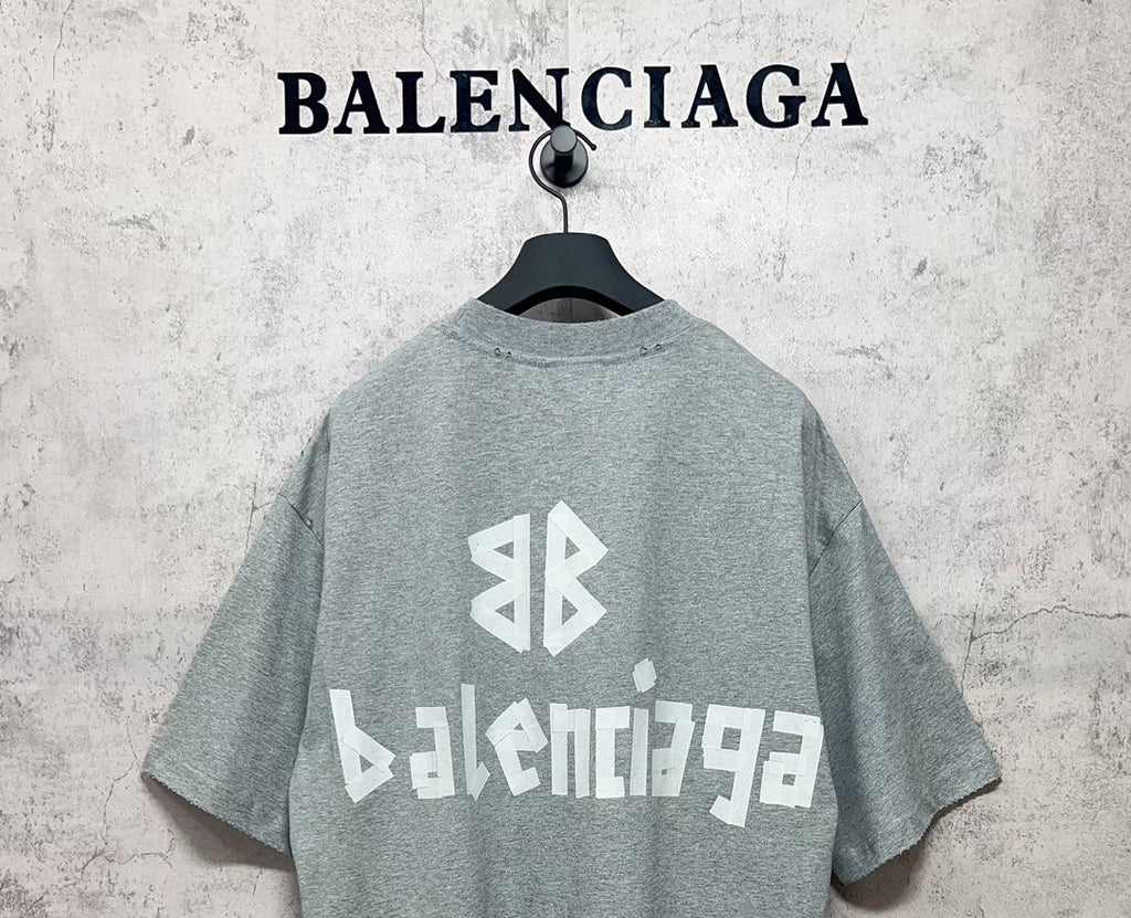 Unisex Distressed Tape-Effect Print T-Shirt – Premium Cotton