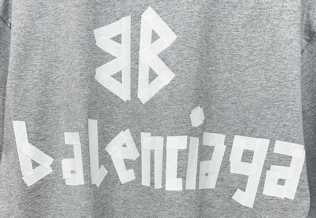 Unisex Distressed Tape-Effect Print T-Shirt – Premium Cotton